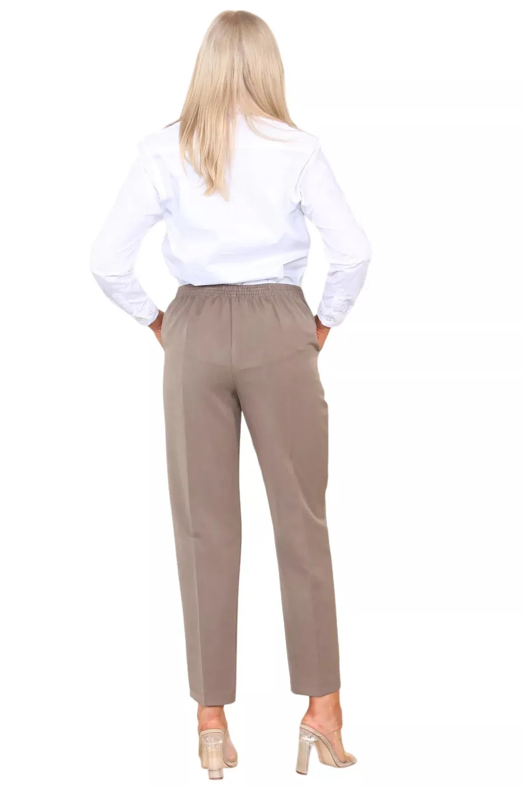 Half Elasticated Pocket Trouser - Blue, Taupe, White
