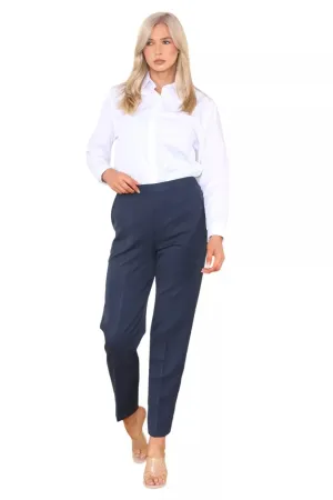 Half Elasticated Pocket Trouser - Blue, Taupe, White