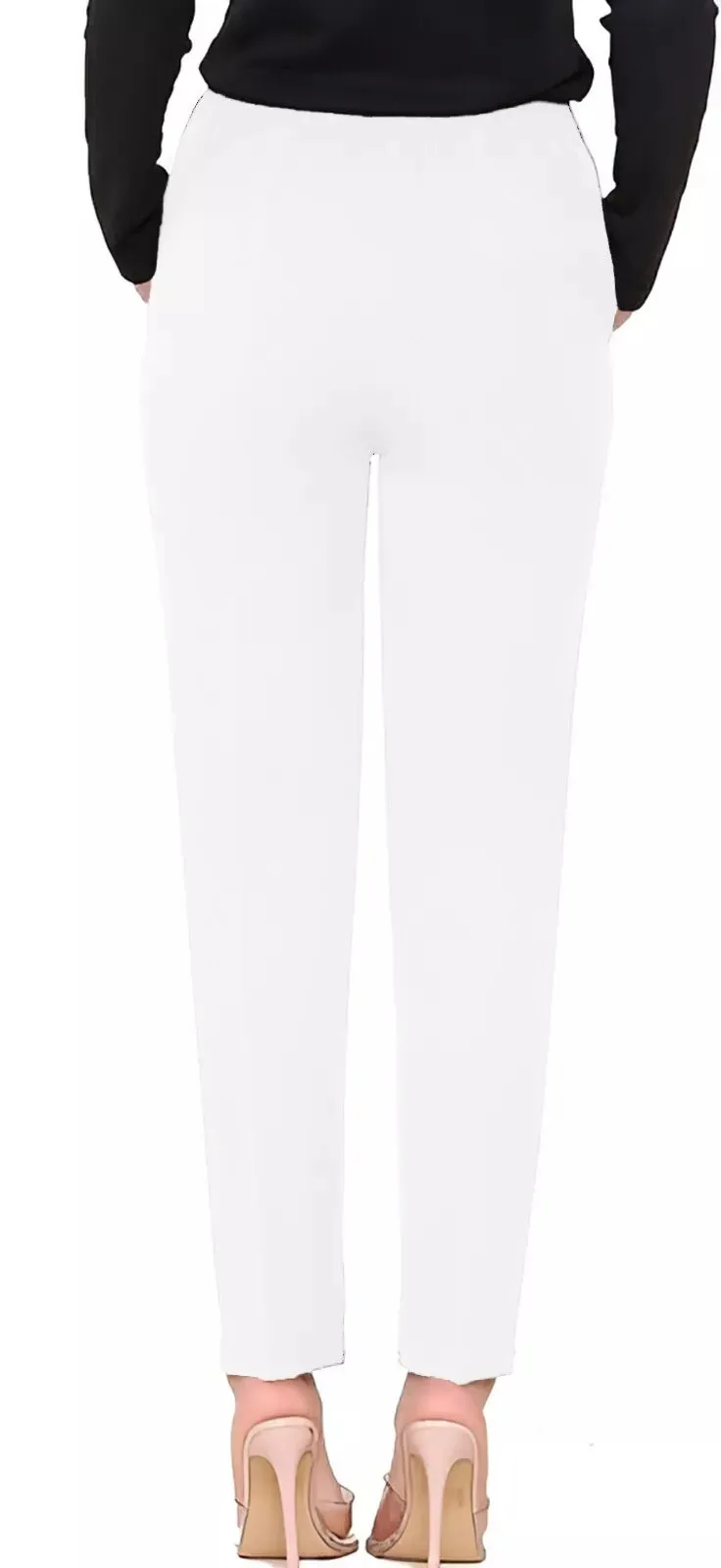 Half Elasticated Pocket Trouser - Blue, Taupe, White