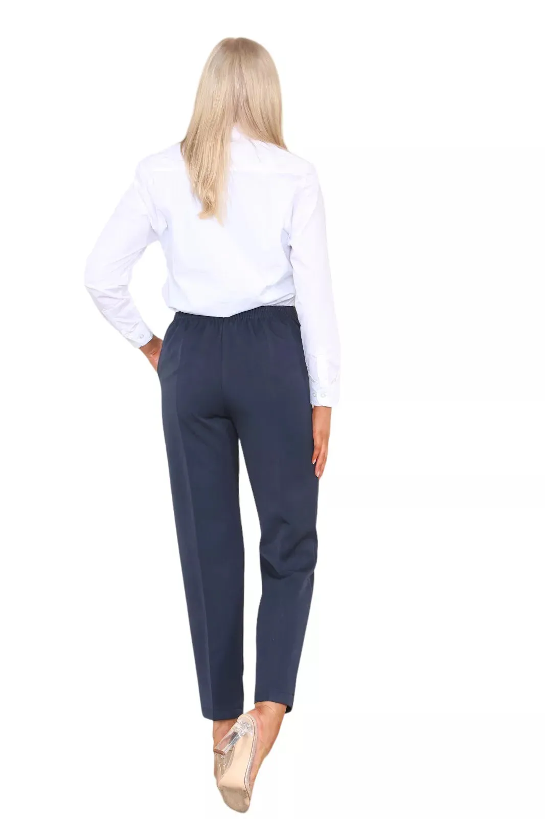 Half Elasticated Pocket Trouser - Blue, Taupe, White