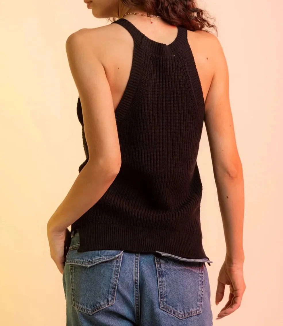 Halter Neck Sleeveless Knit Top