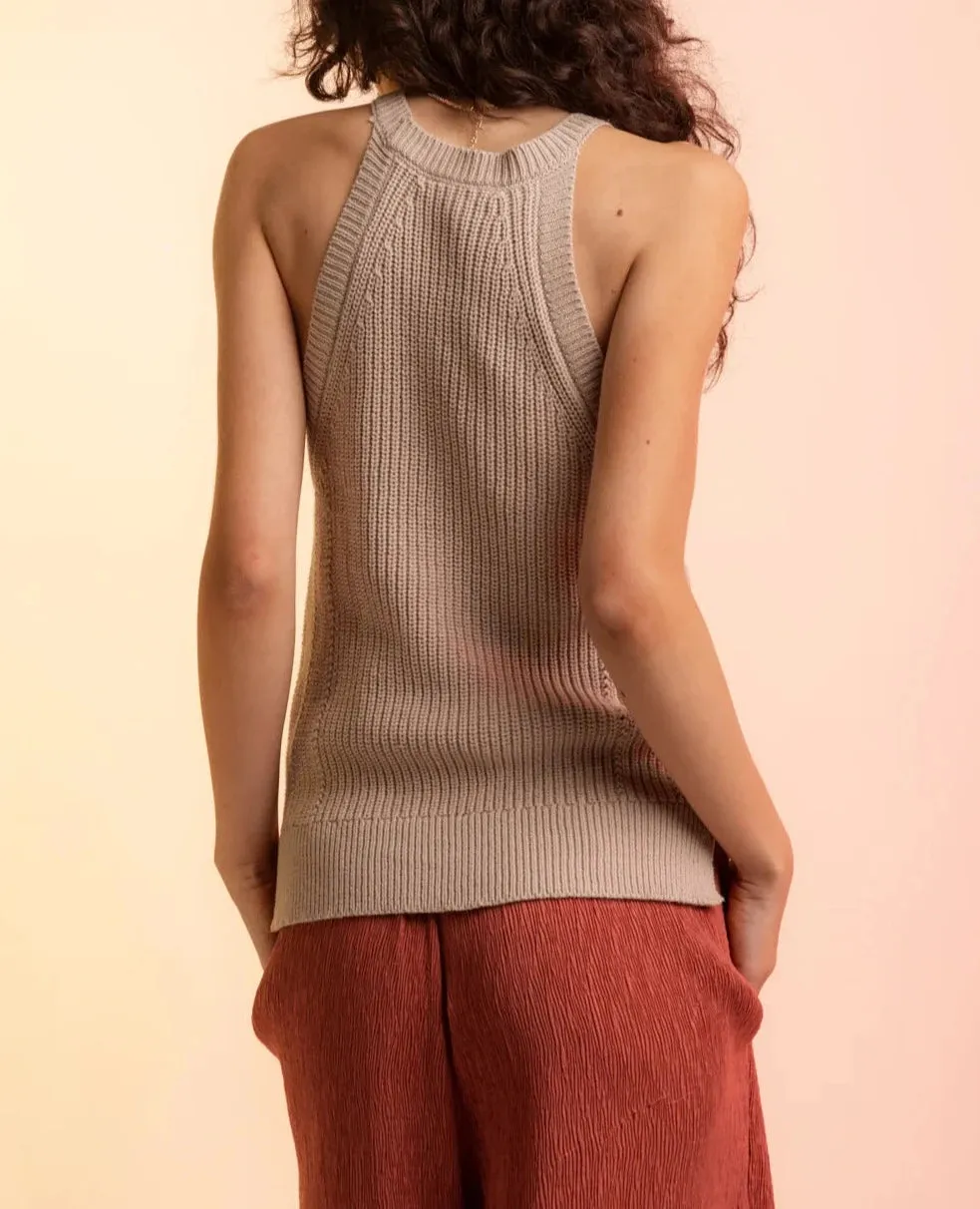 Halter Neck Sleeveless Knit Top