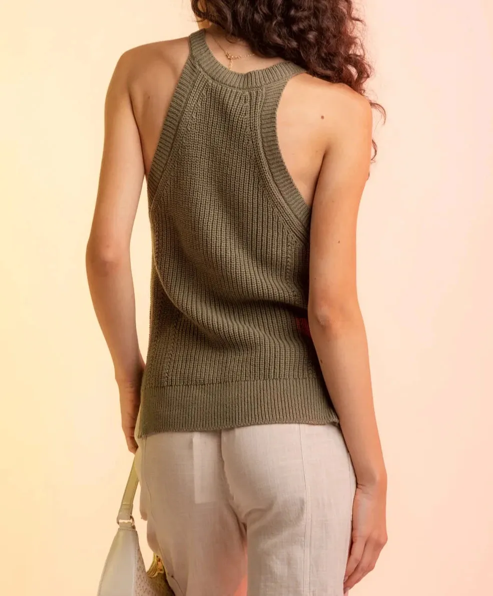 Halter Neck Sleeveless Knit Top