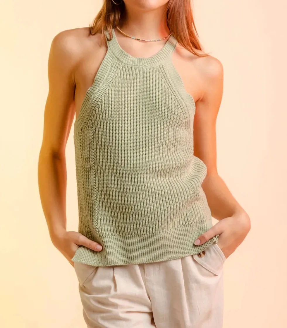 Halter Neck Sleeveless Knit Top