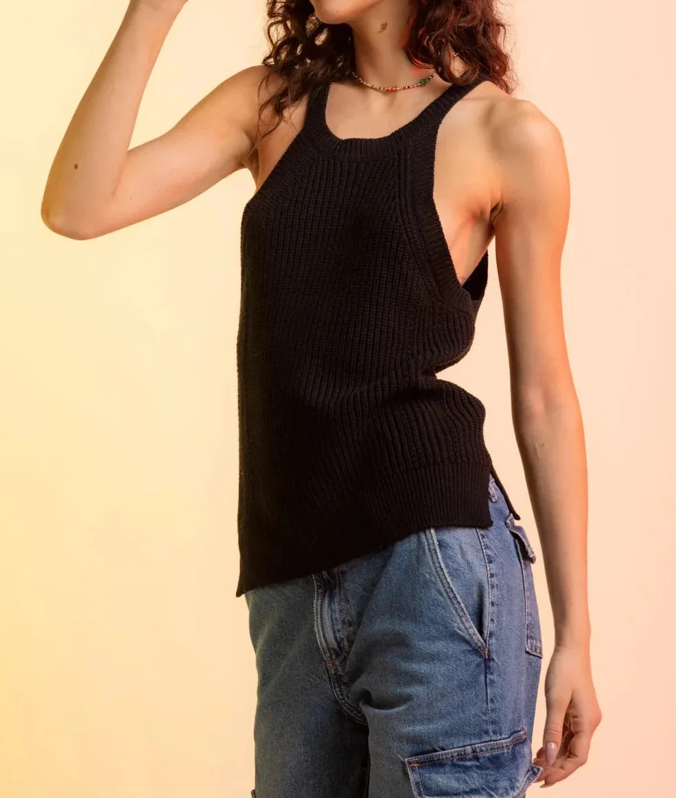 Halter Neck Sleeveless Knit Top