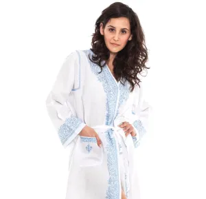 Hand Embroidered Linen Dressing Gowns