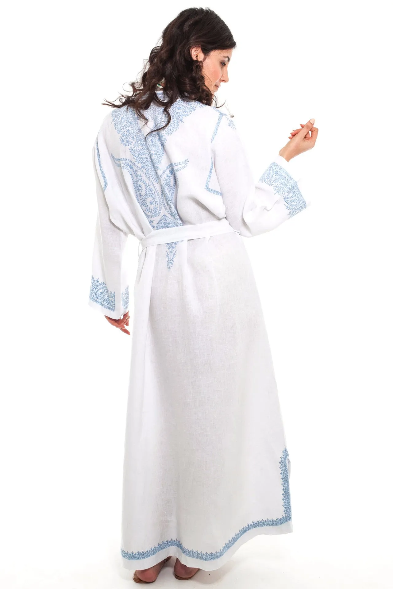 Hand Embroidered Linen Dressing Gowns