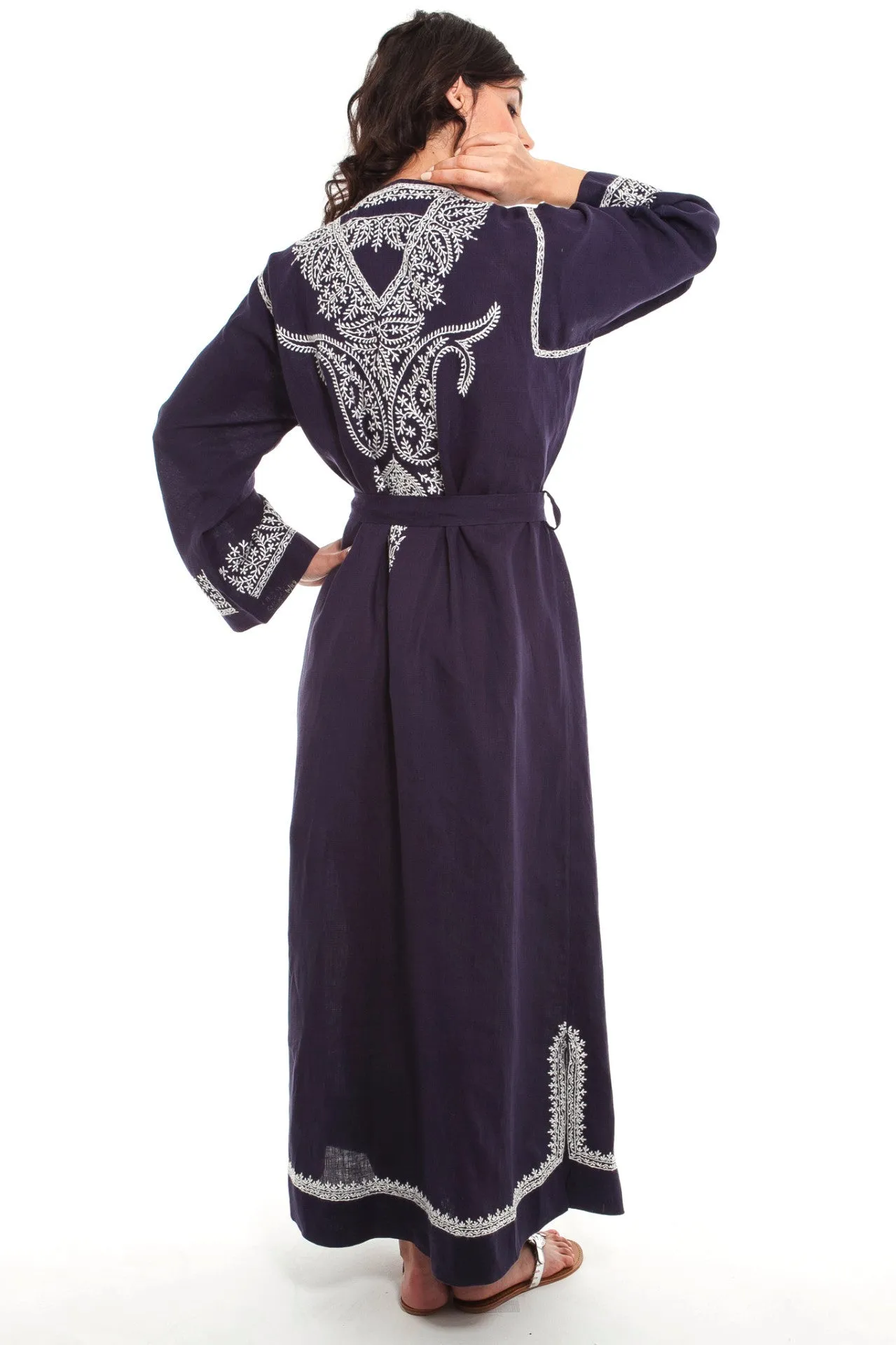 Hand Embroidered Linen Dressing Gowns