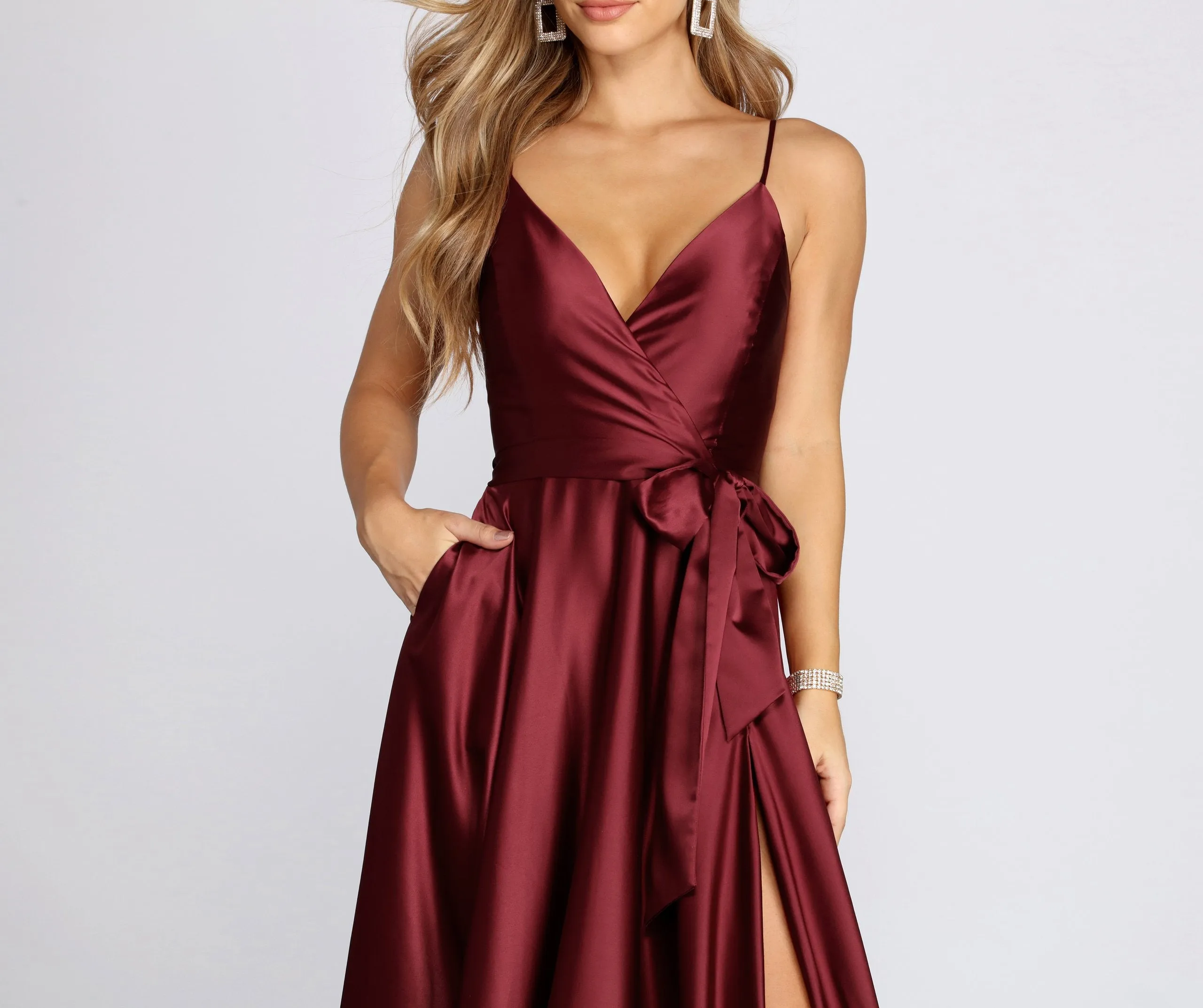 Harlie Formal Stylish Satin Sleeveless Dress