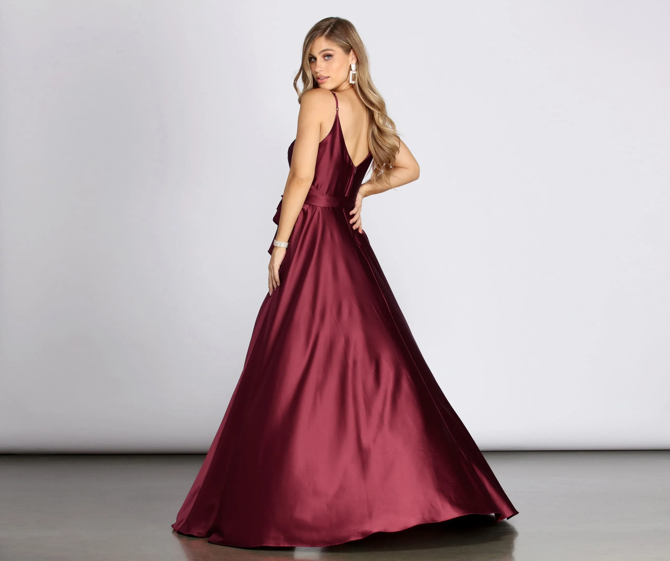 Harlie Formal Stylish Satin Sleeveless Dress