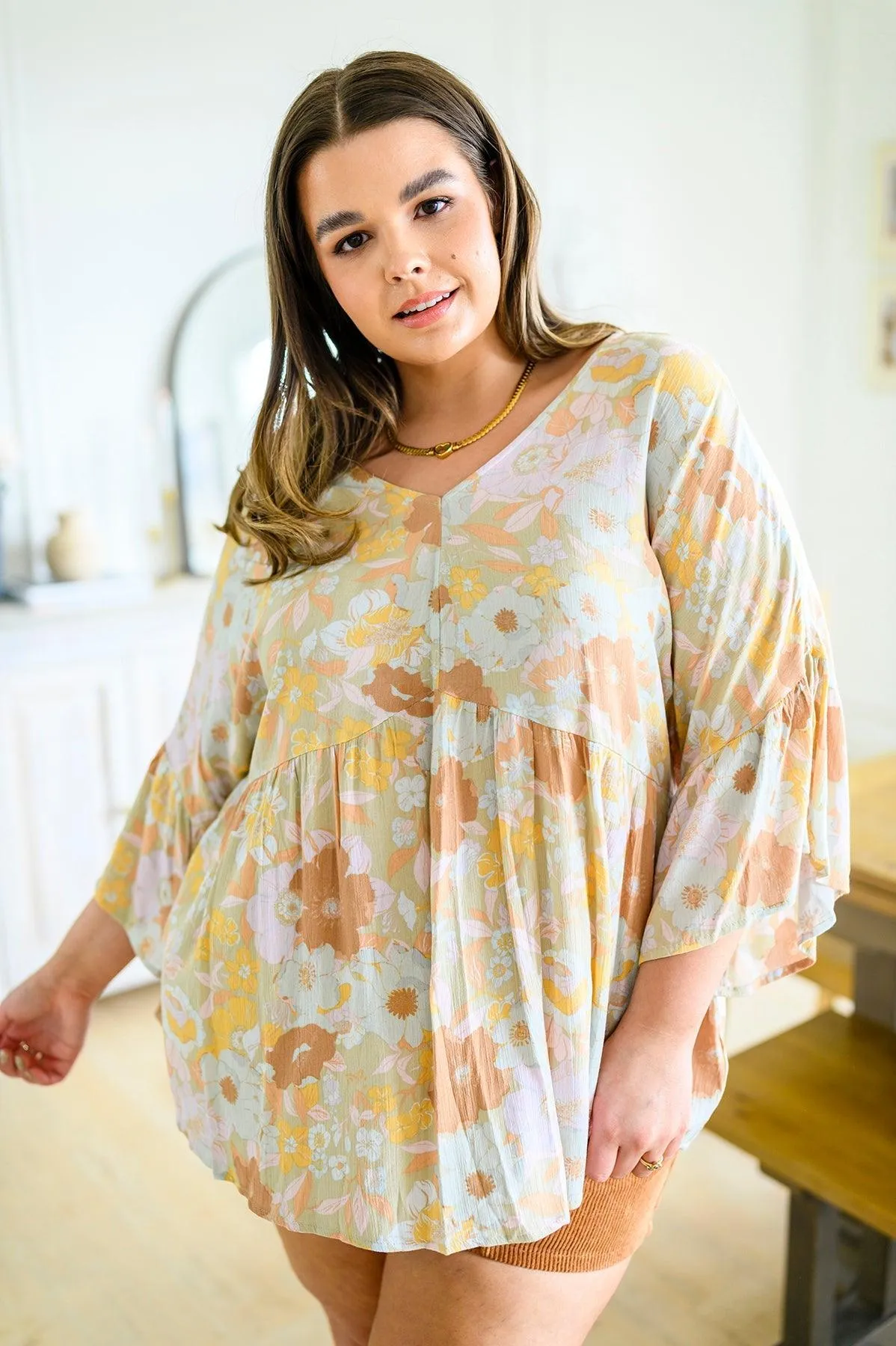 Hazel Blues® |  Singled Out Floral Blouse in Green