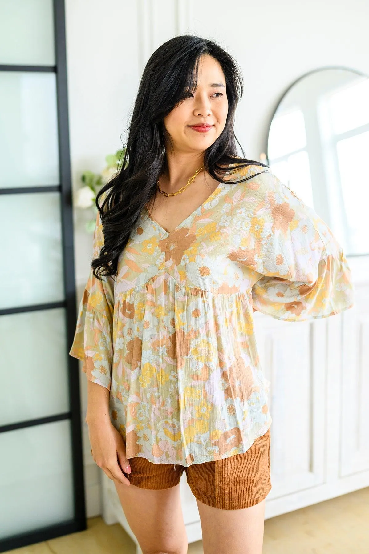 Hazel Blues® |  Singled Out Floral Blouse in Green