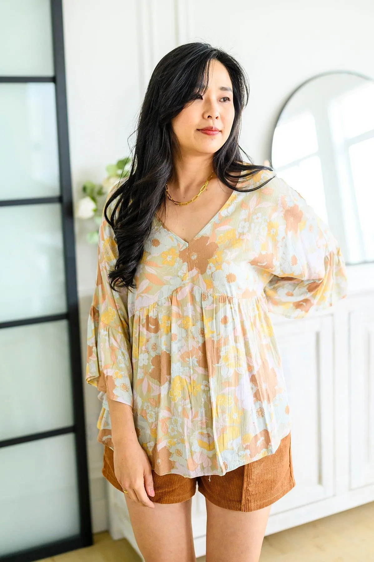 Hazel Blues® |  Singled Out Floral Blouse in Green