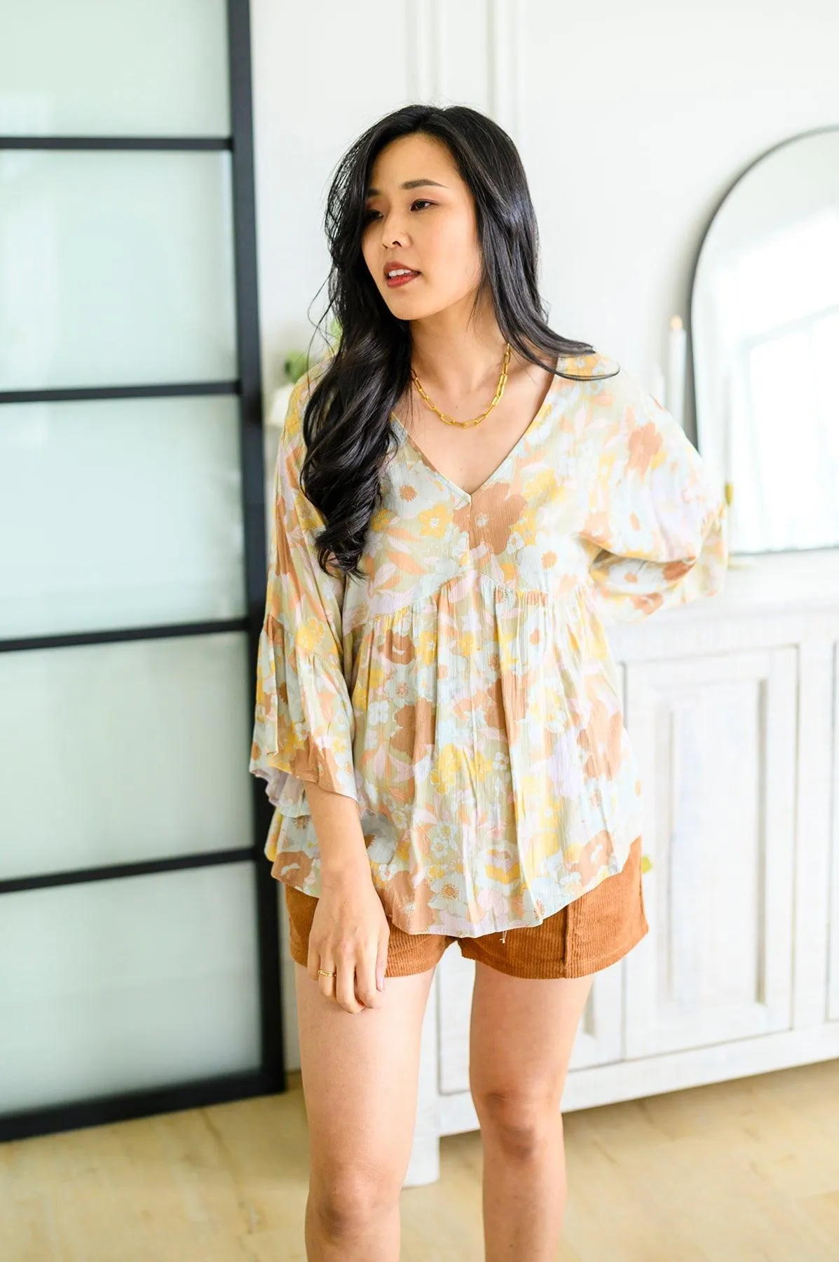 Hazel Blues® |  Singled Out Floral Blouse in Green
