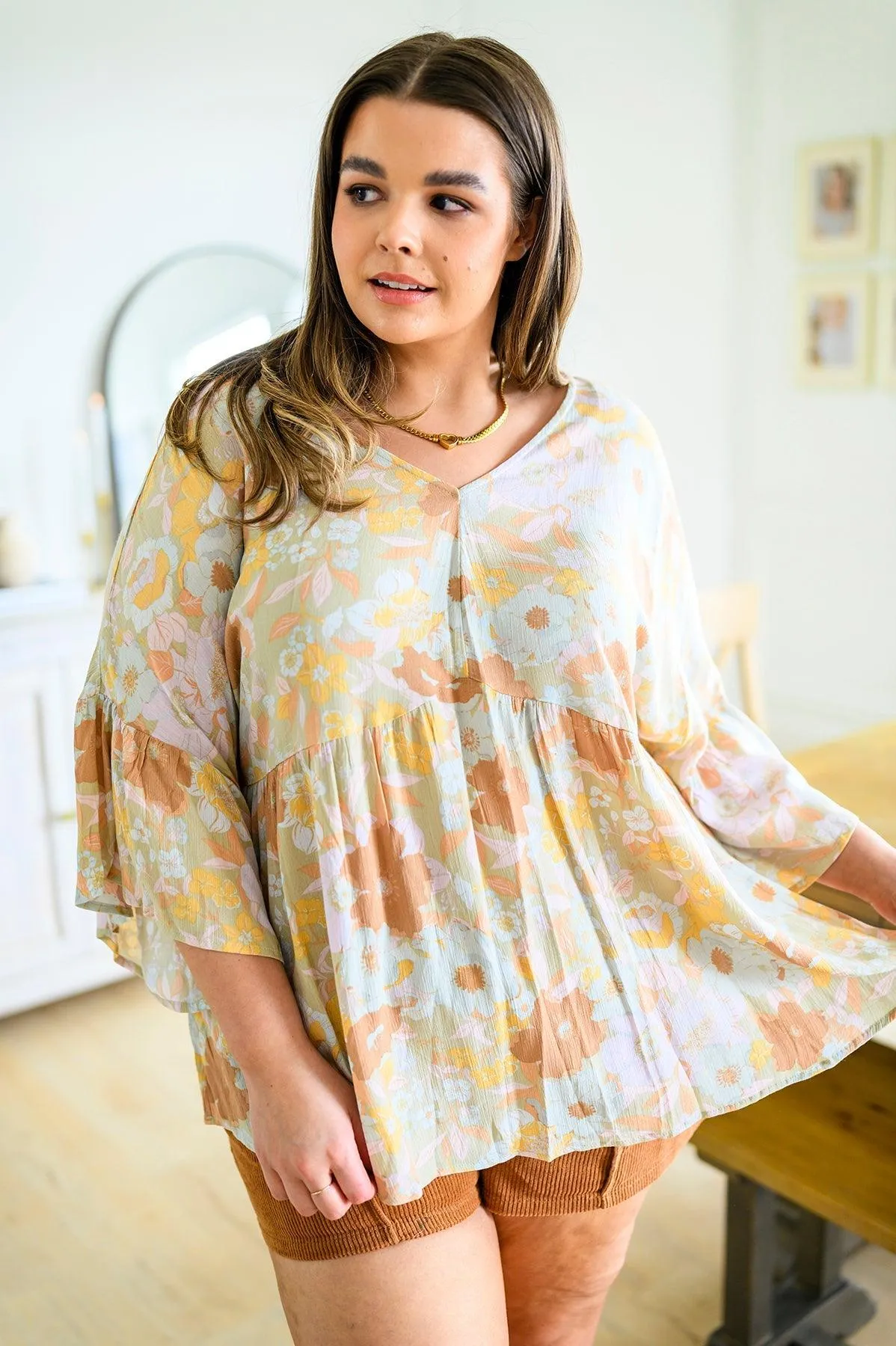 Hazel Blues® |  Singled Out Floral Blouse in Green