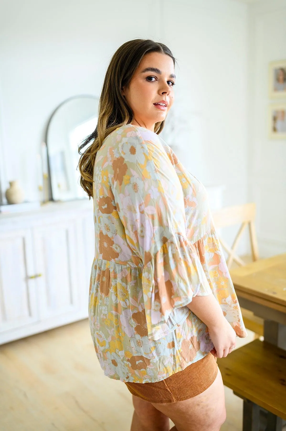Hazel Blues® |  Singled Out Floral Blouse in Green
