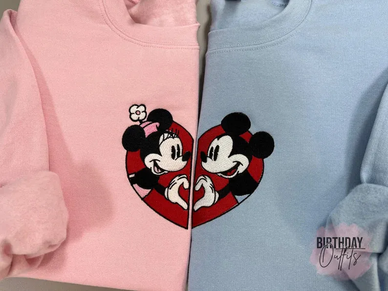 Heart Matching Valentine's Day Embroidered Sweatshirts, Couple matching sweatshirts, Best Valentine's Gifts