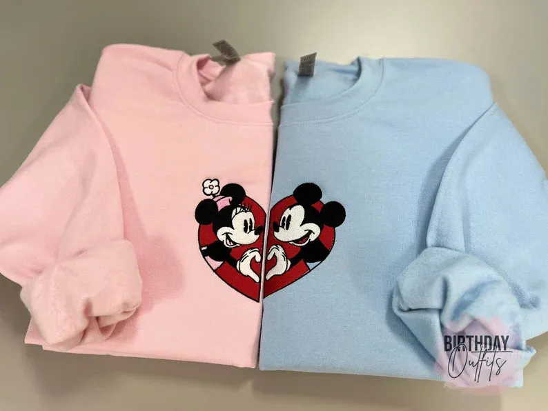 Heart Matching Valentine's Day Embroidered Sweatshirts, Couple matching sweatshirts, Best Valentine's Gifts