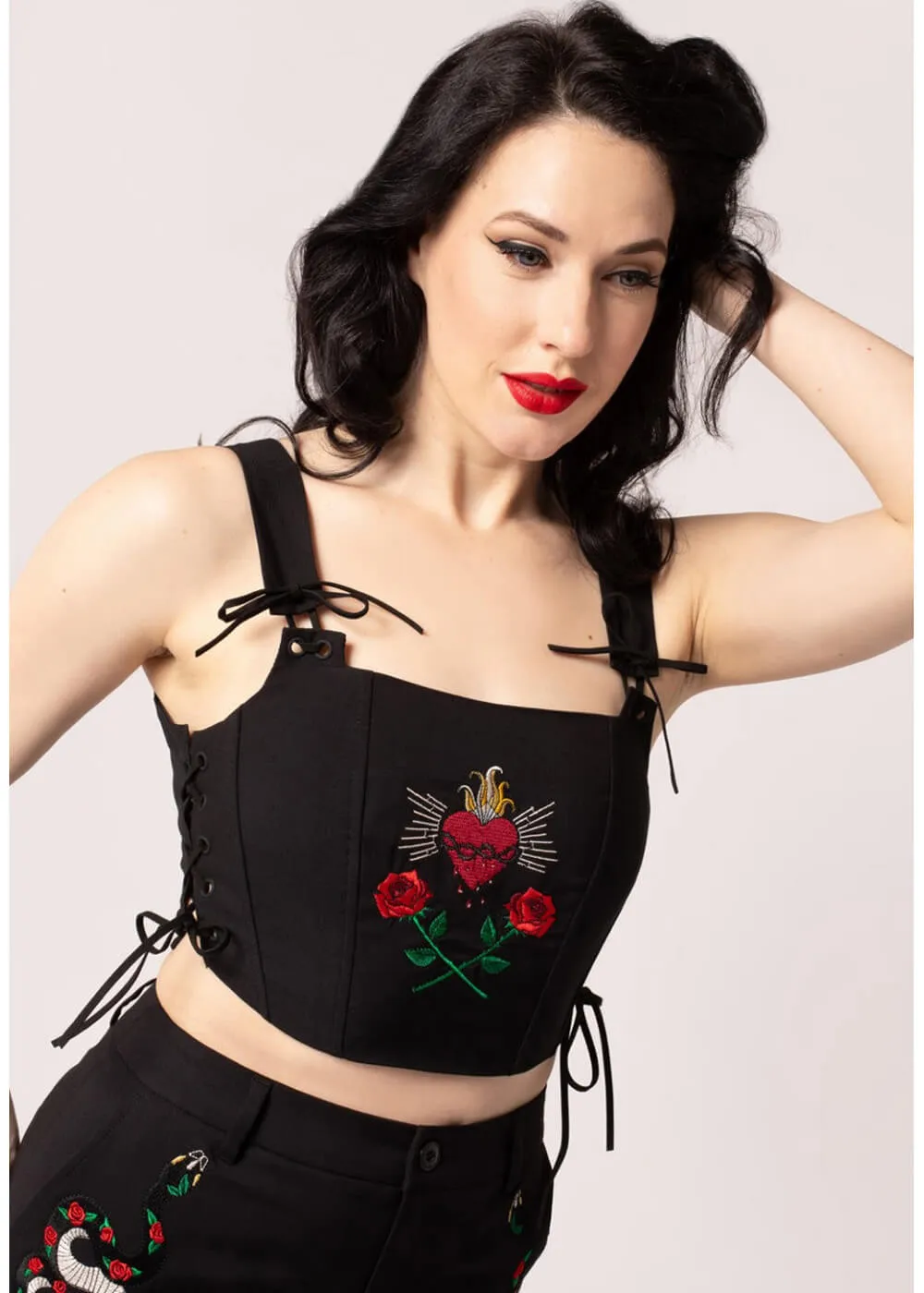 Hell Bunny Viva Maria Corset Top Black