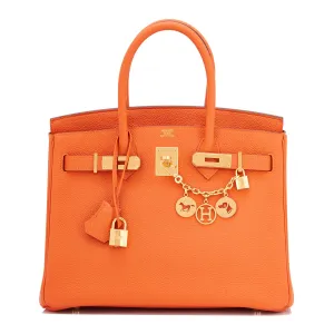 Hermes Orange Birkin 30cm Togo Gold Hardware