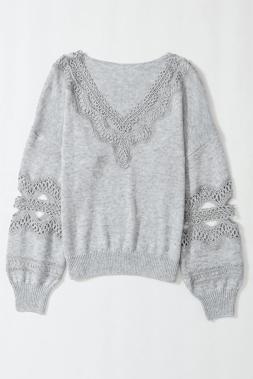 Hollowed Lace Splicing Loose Sweater