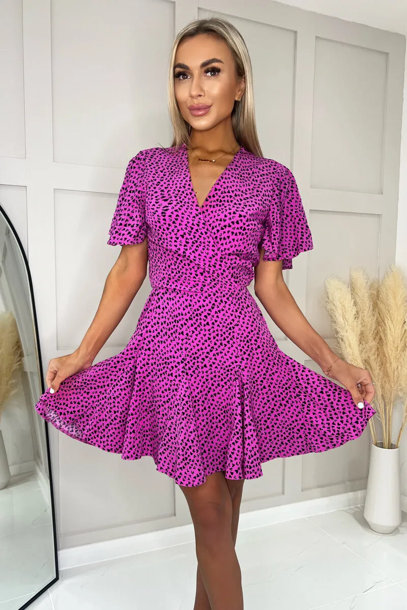 Hot Pink Heart Print Skater Dress