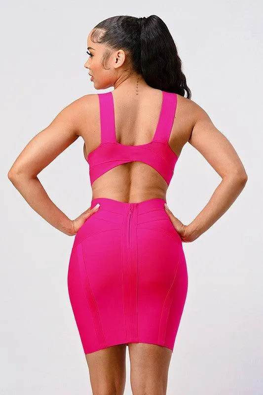 HOTPINK ADDICTED SEXY BANDAGE MINI DRESS