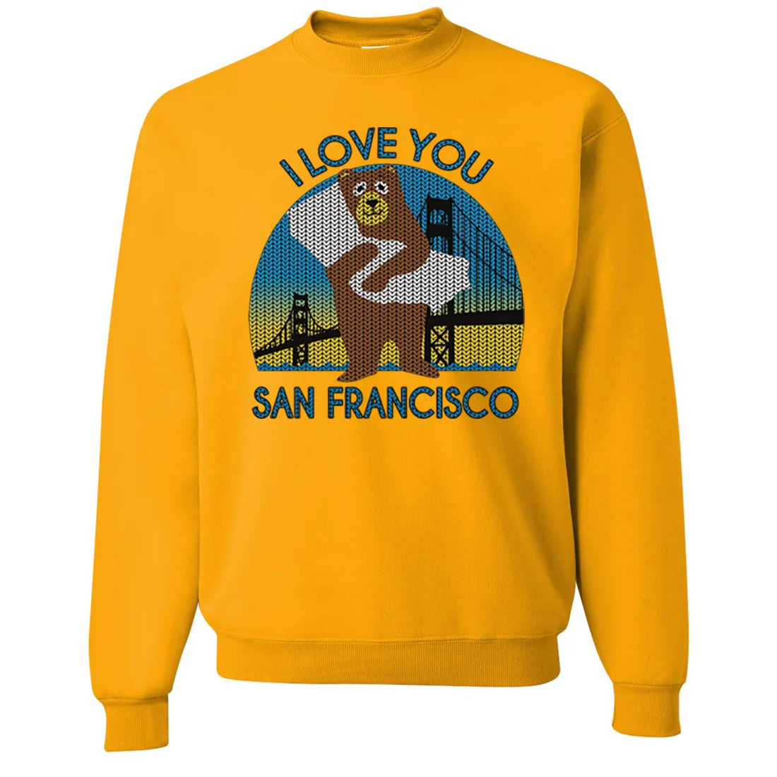 I Love You SF Knit Style Bear Crewneck Sweatshirt