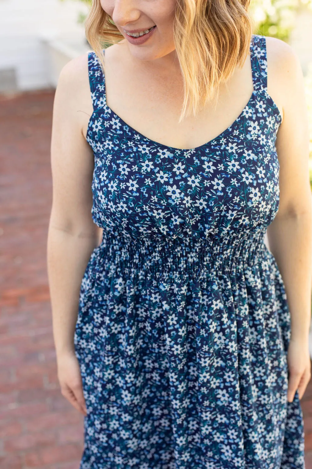 IN STOCK Cassidy Midi Dress - Blue Floral Mix