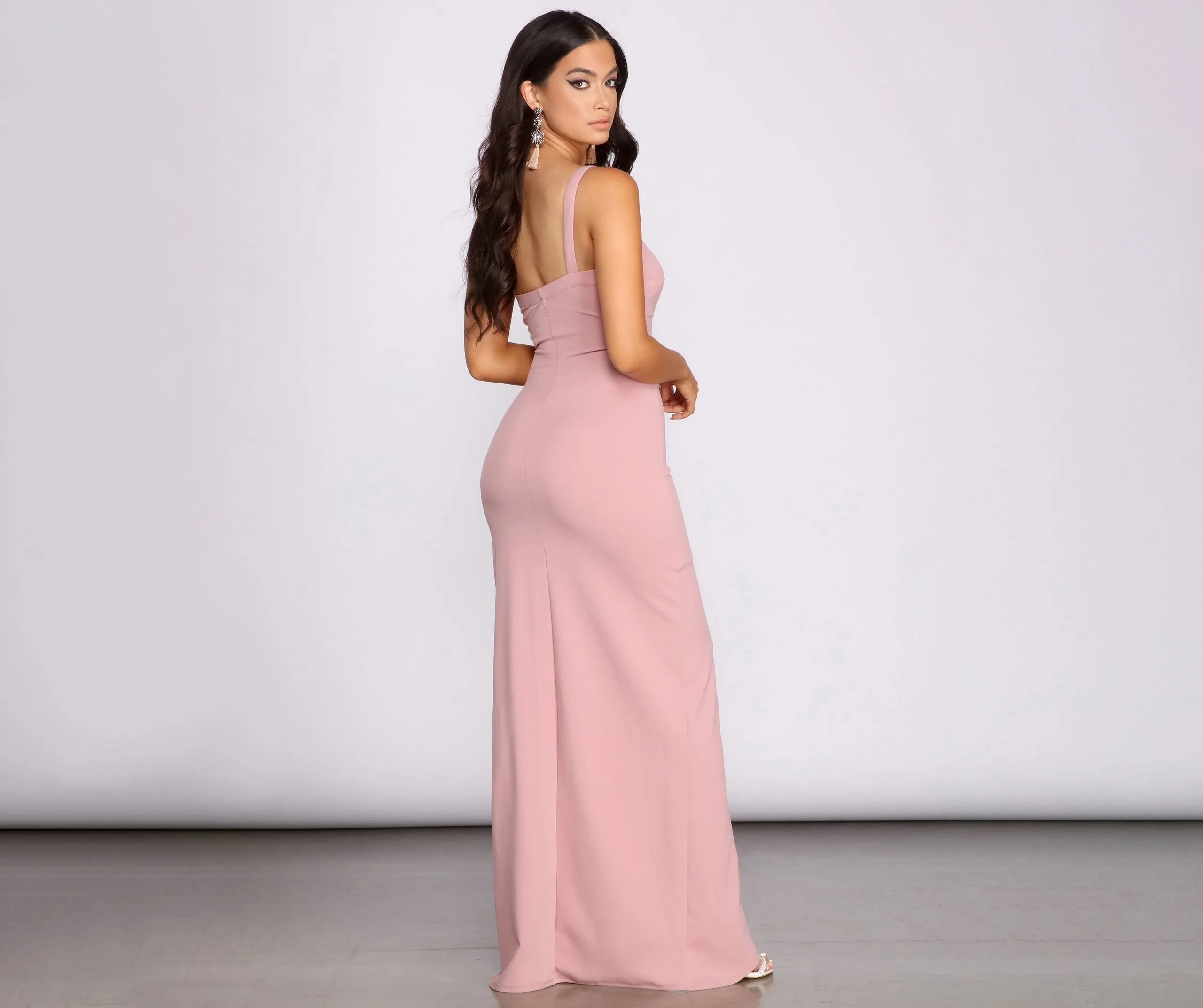 Iris One Stylish Shoulder Crepe Dress