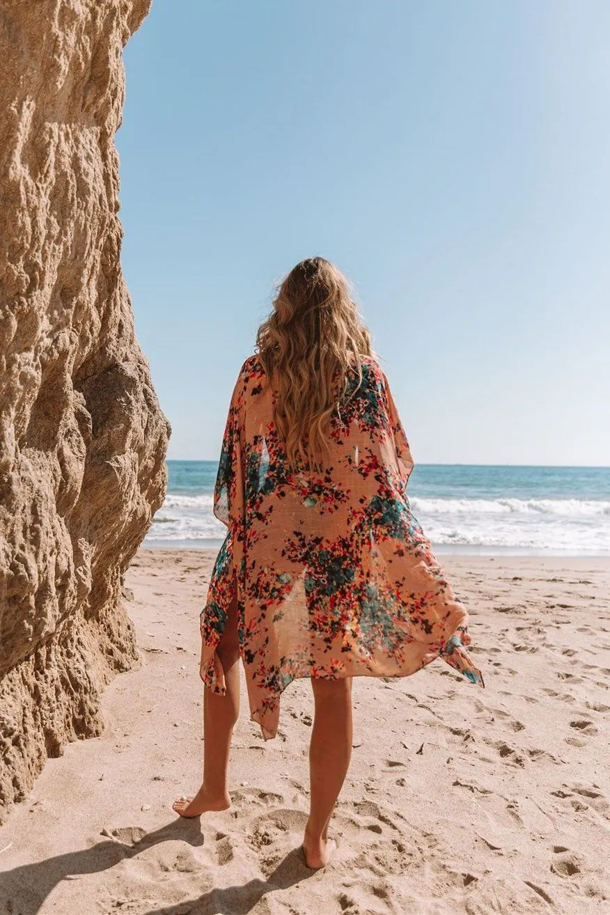 It Just Blooms Kimono - Nude/ Teal