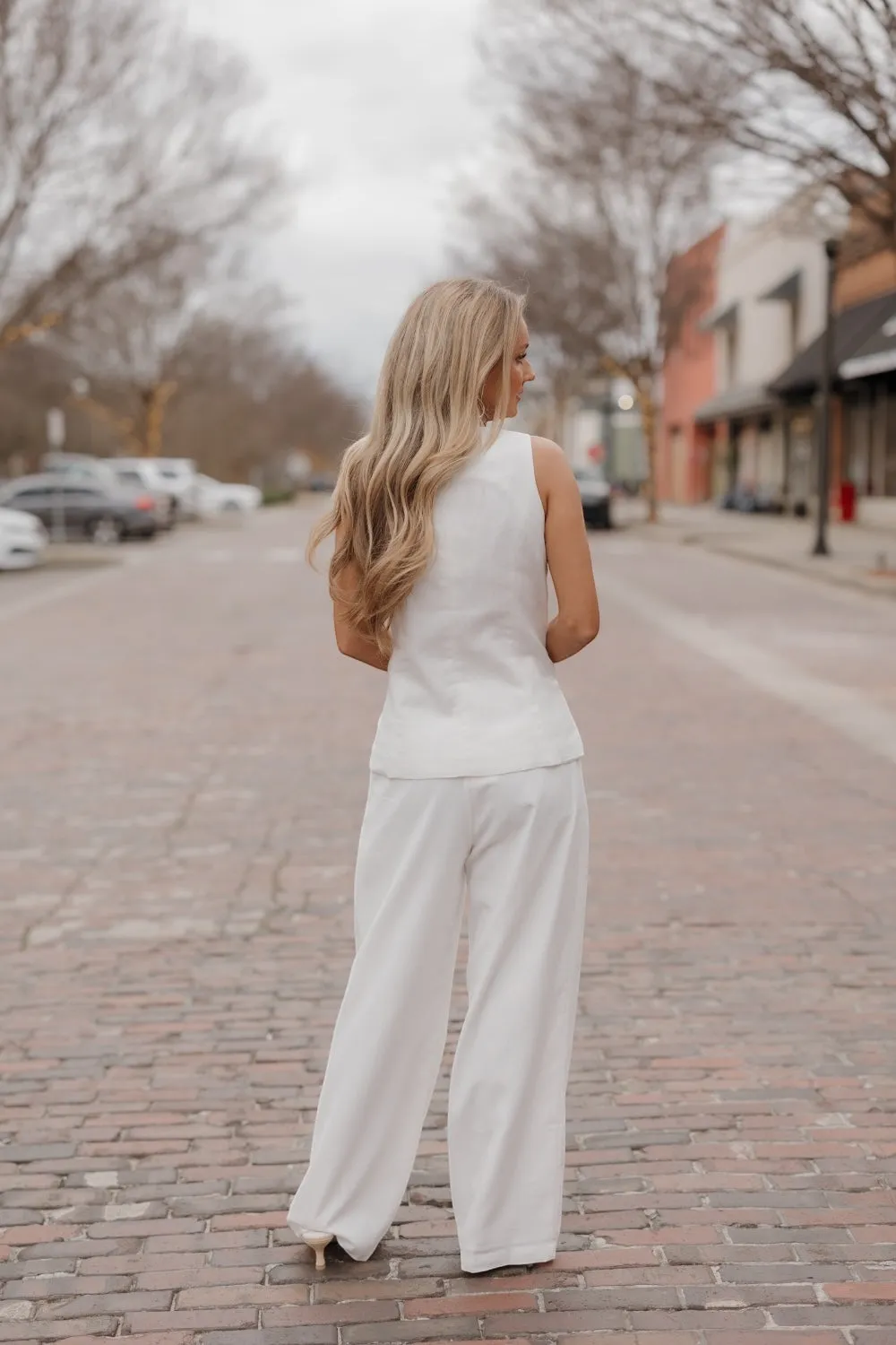 Ivory Linen Pleated Trouser