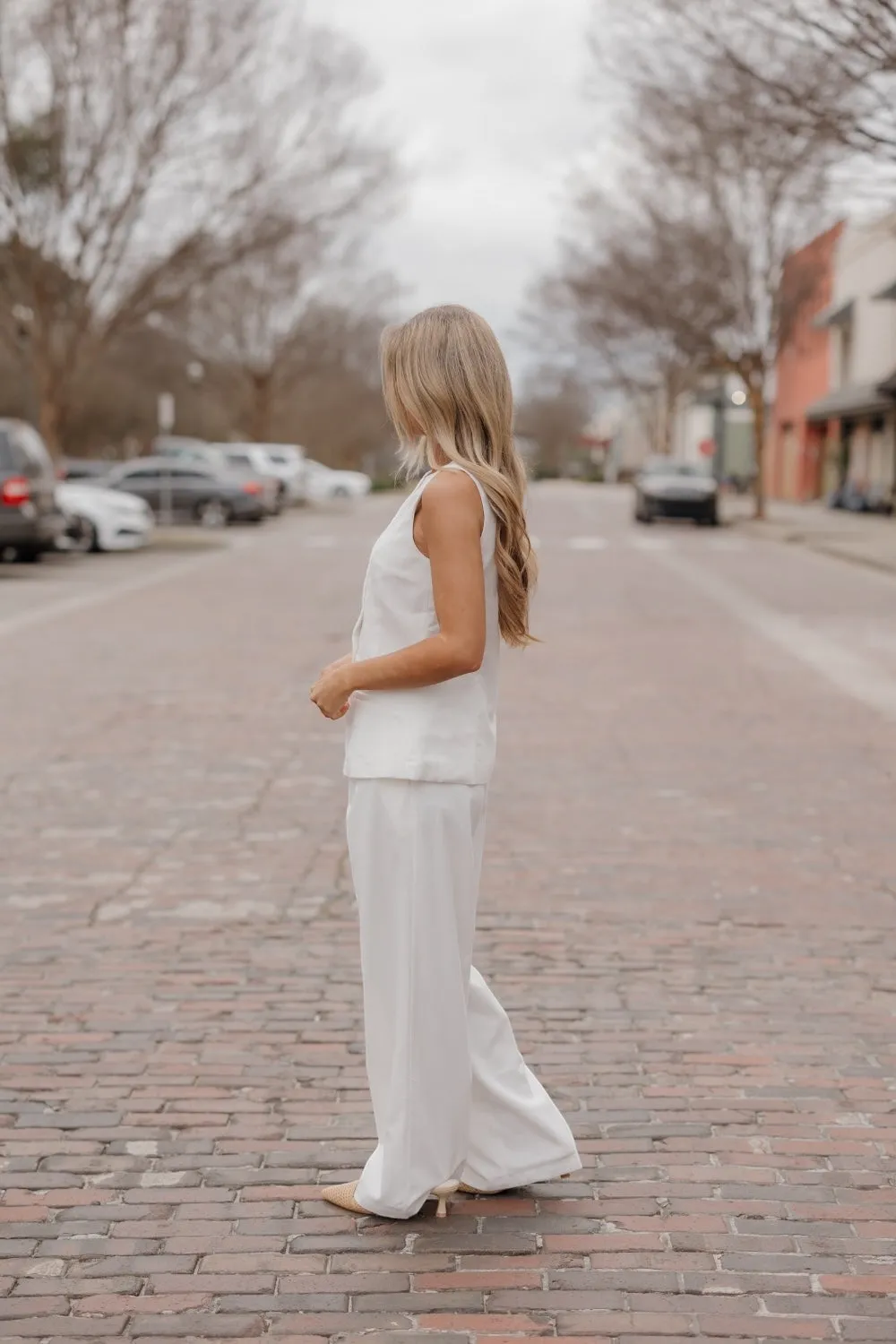 Ivory Linen Pleated Trouser