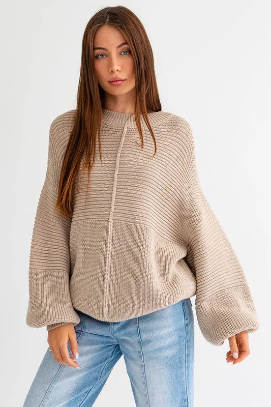 Jayne Ribbed Knitted Sweater // Beige or White