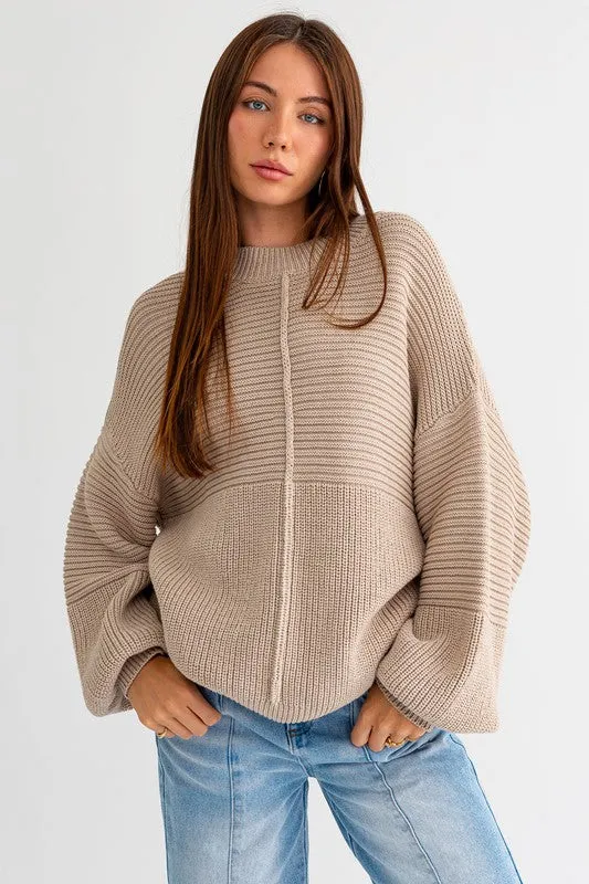 Jayne Ribbed Knitted Sweater // Beige or White