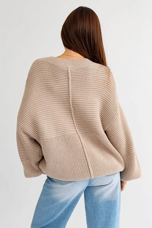 Jayne Ribbed Knitted Sweater // Beige or White