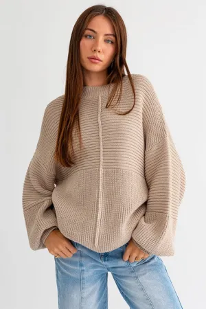 Jayne Ribbed Knitted Sweater // Beige or White