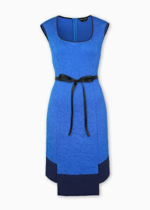 Jillian - Matelessé Slim Panel Dress with Border and Bow Tie