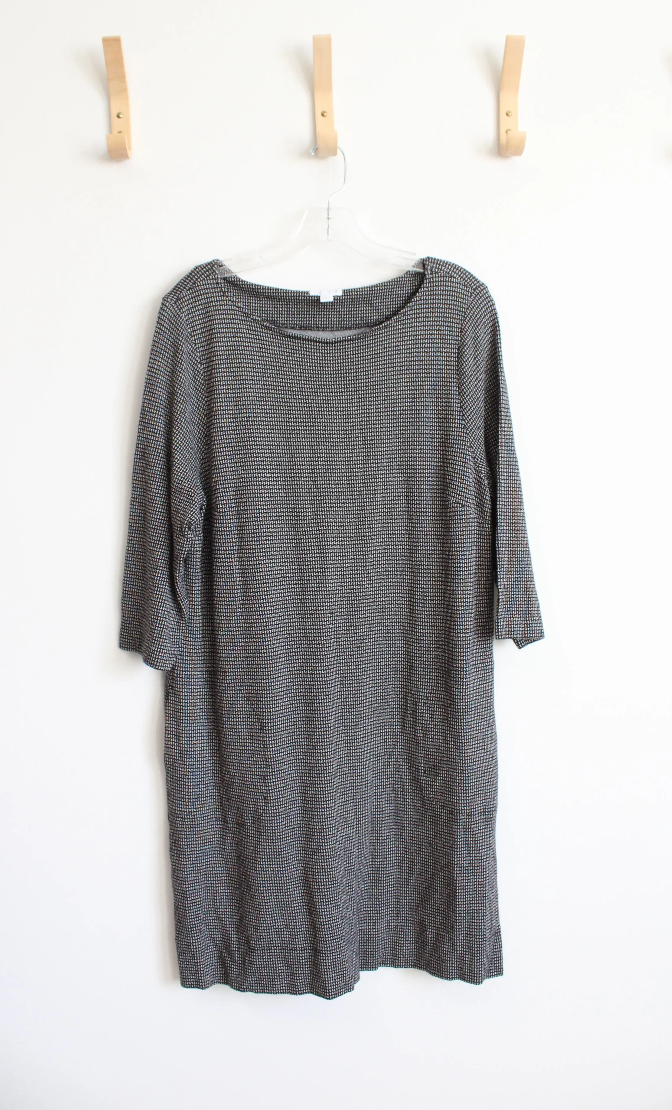 J.Jill Ponte Black & White Patterned Knit Dress | L