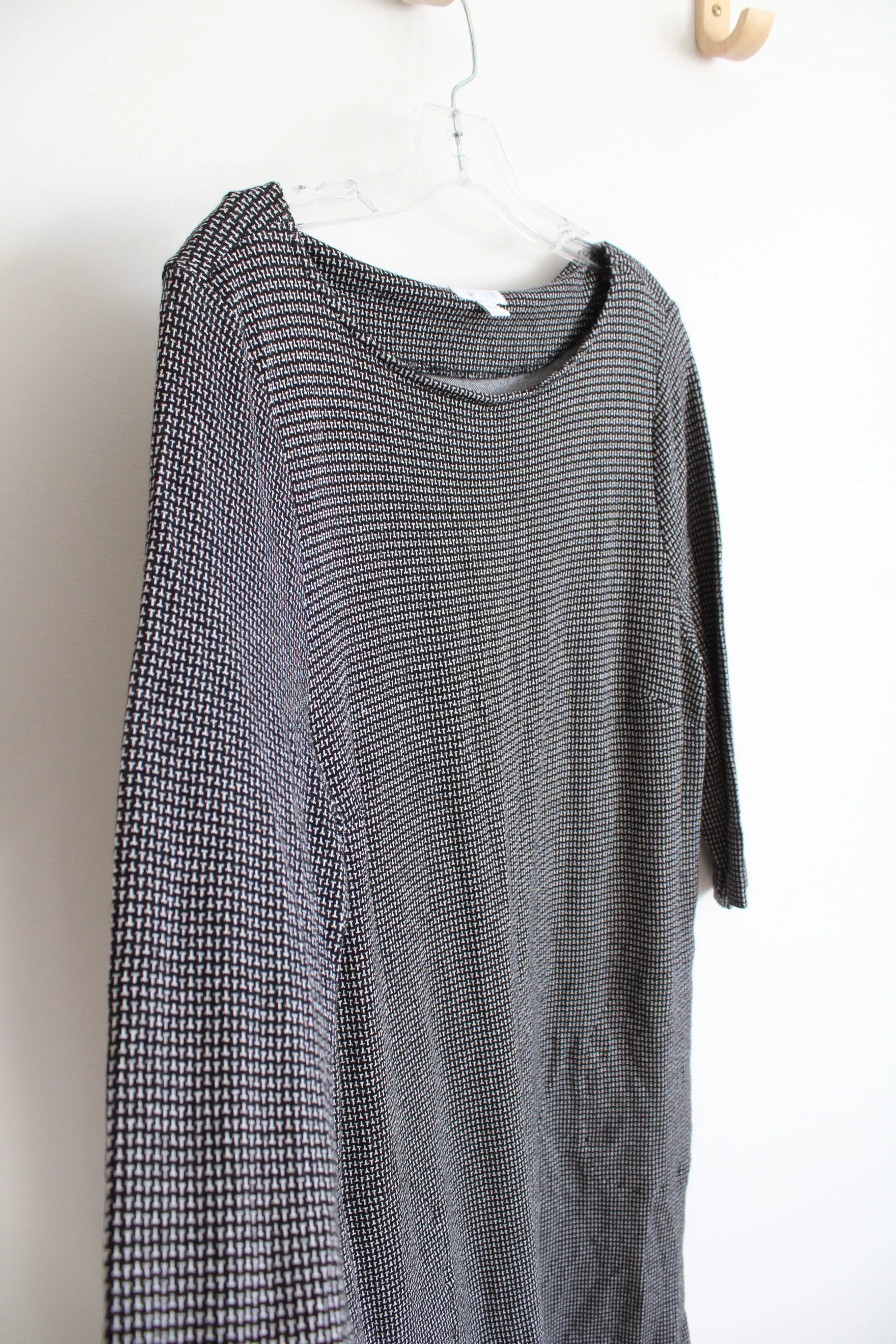 J.Jill Ponte Black & White Patterned Knit Dress | L