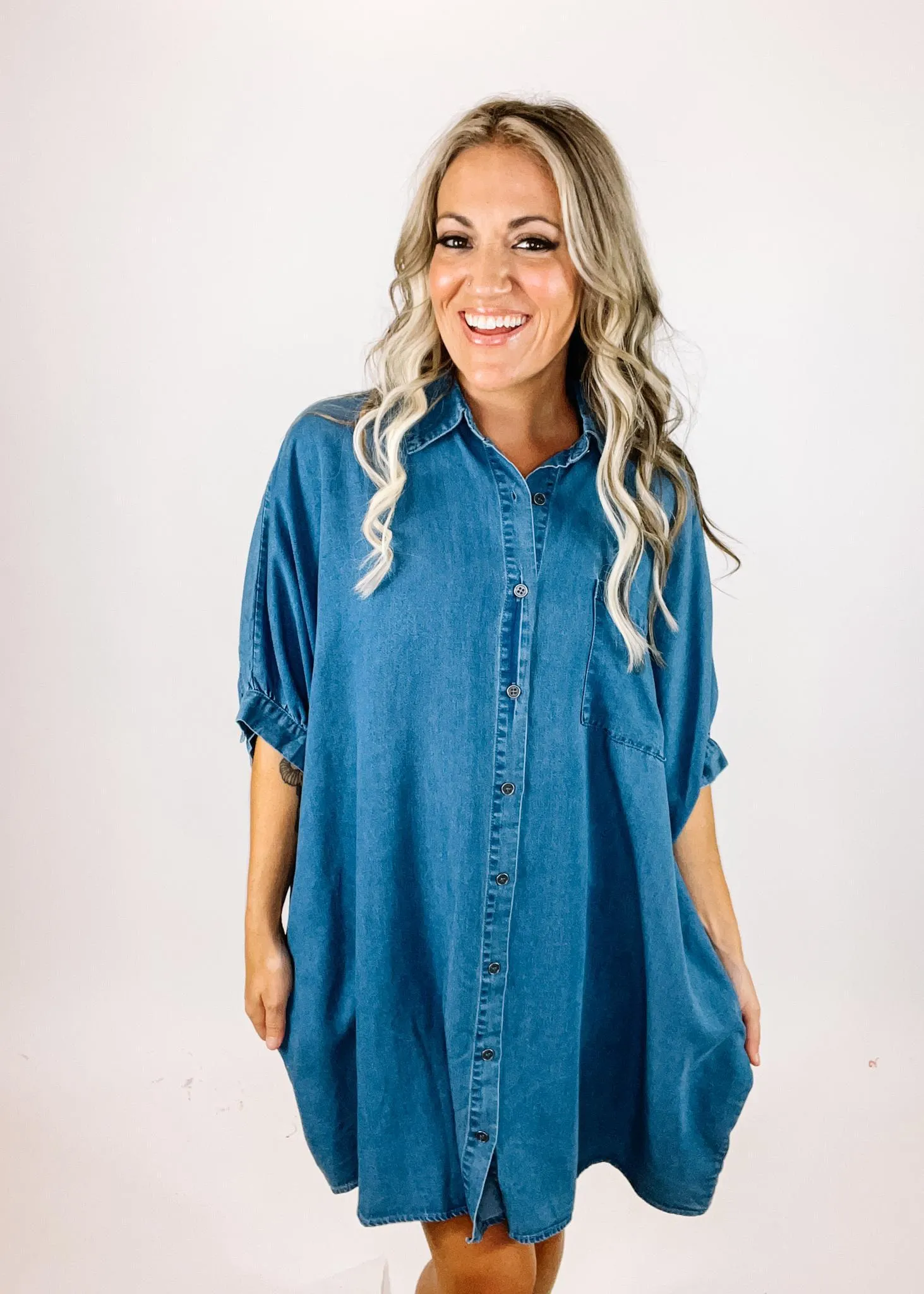 Jordan Oversized Denim Poncho Dress