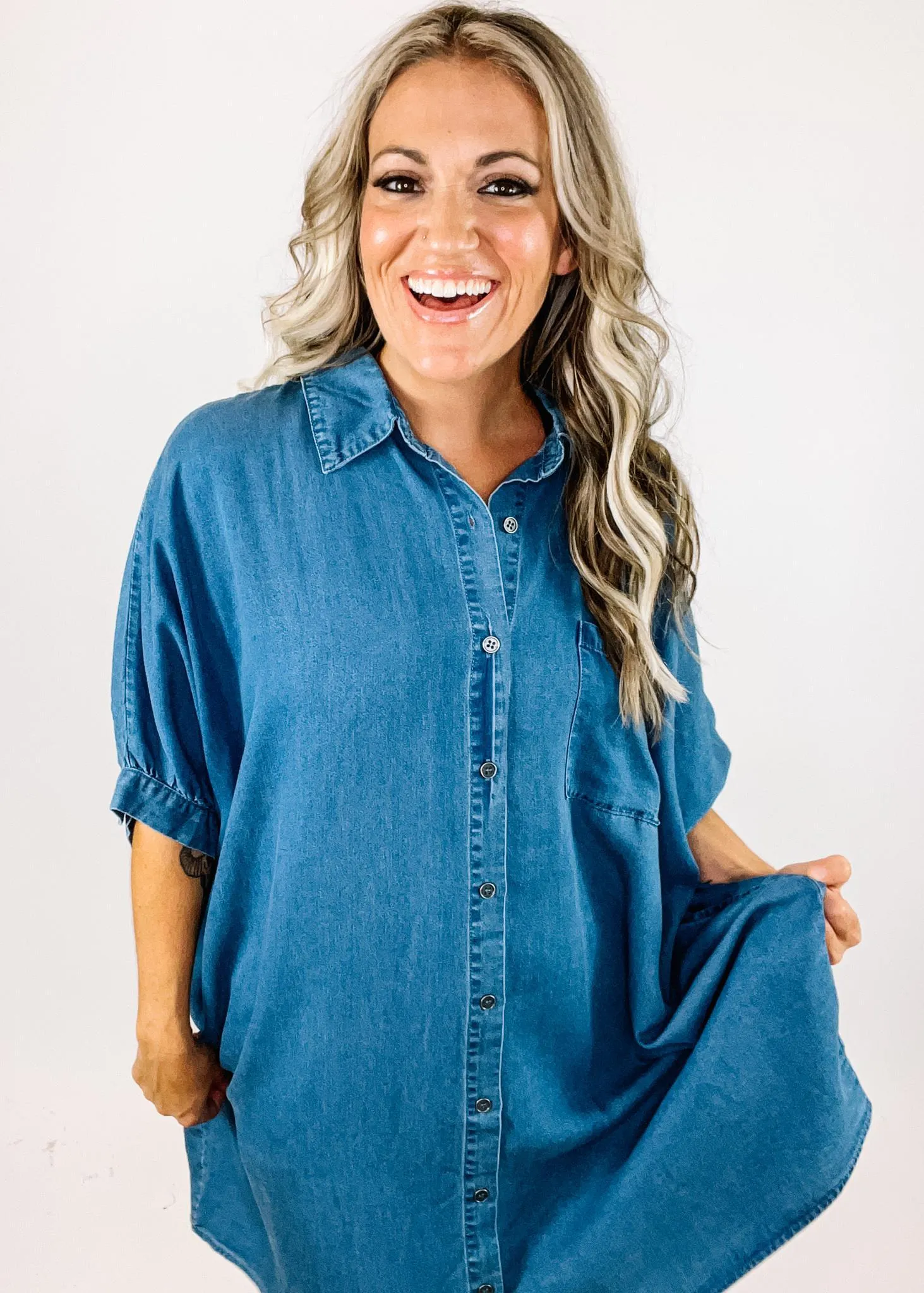 Jordan Oversized Denim Poncho Dress