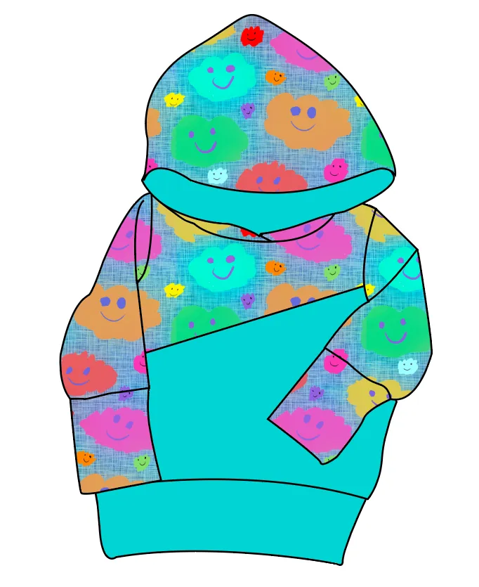 Juniper's Rainbow Clouds Grow With Me Hoodie (or Crewneck)