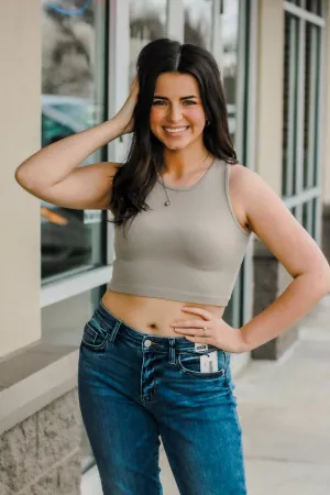 Just Crop It Light Khaki Tank