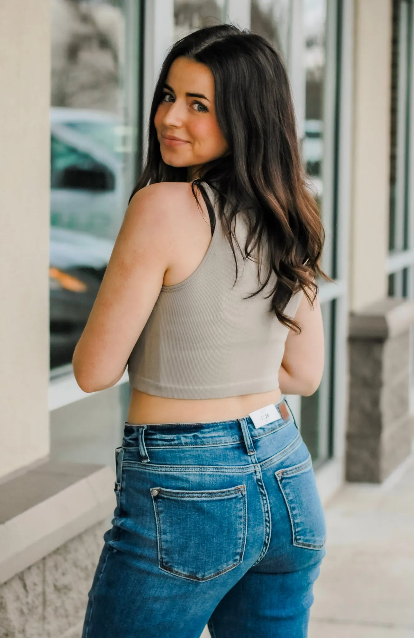Just Crop It Light Khaki Tank