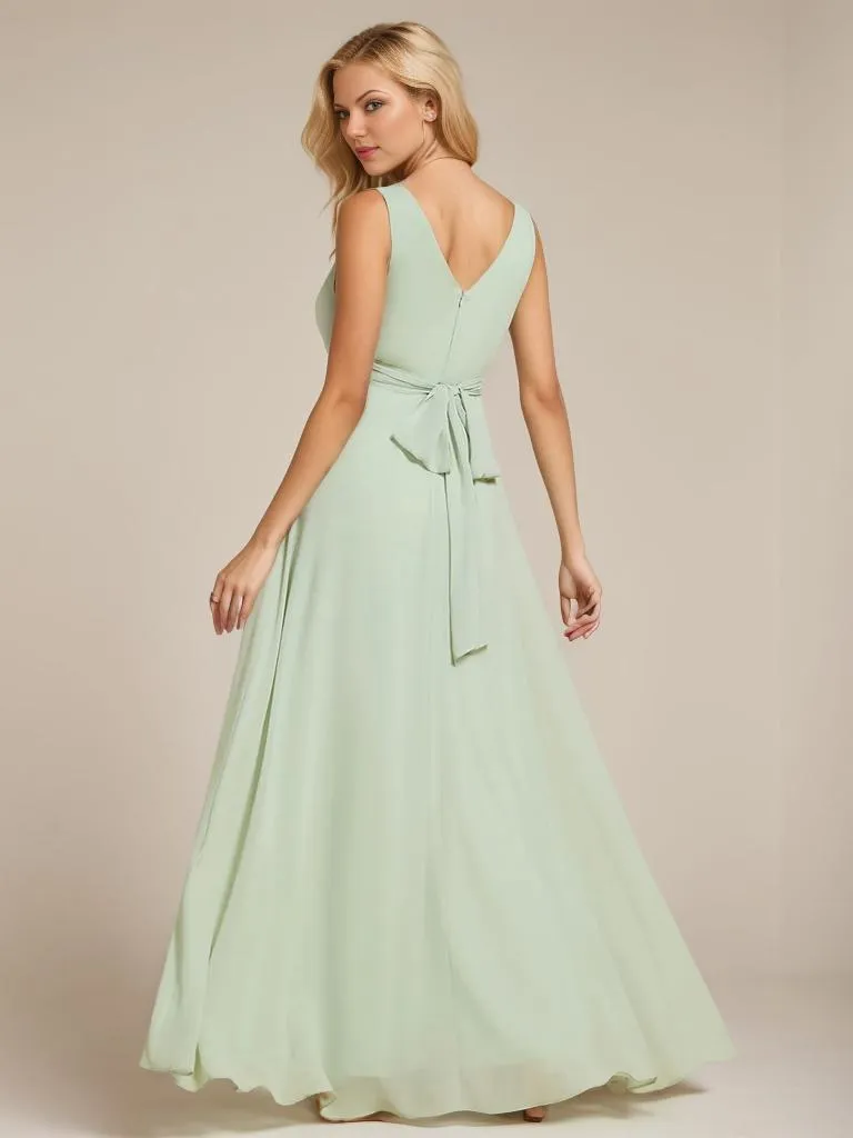 Justine chiffon sleeveless classic bridesmaid dress
