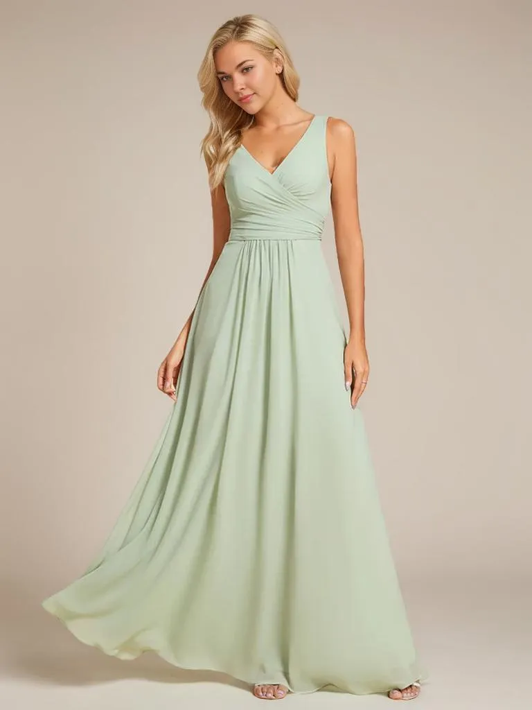 Justine chiffon sleeveless classic bridesmaid dress