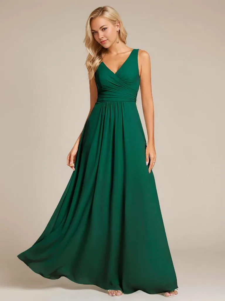 Justine chiffon sleeveless classic bridesmaid dress