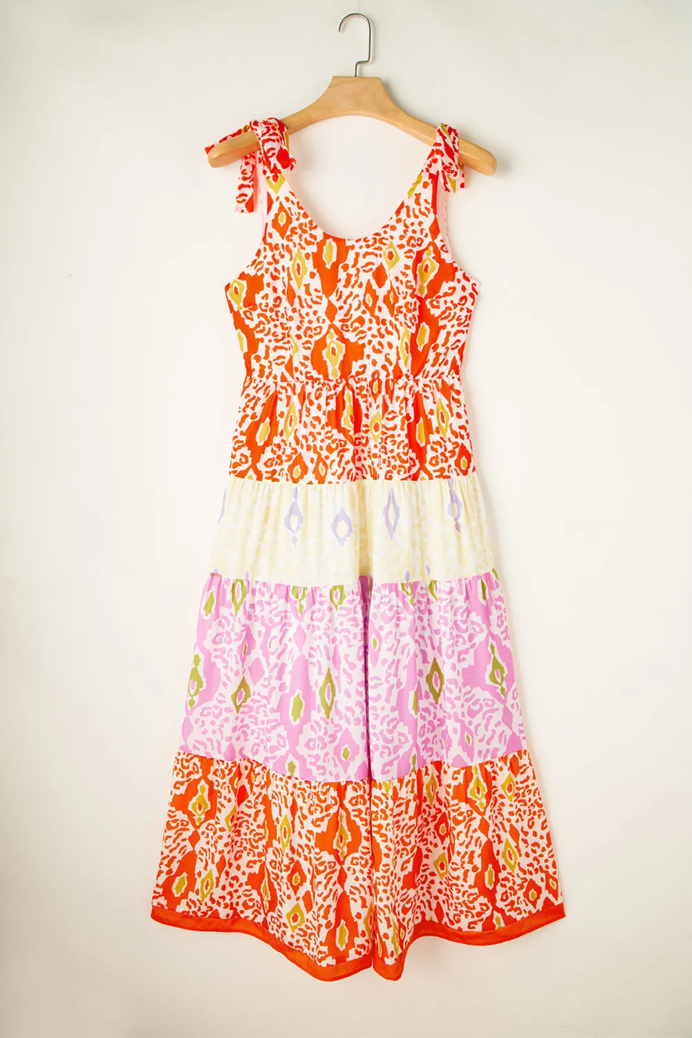 KaleaBoutique Knotted Straps Leopard Colorblock Dress