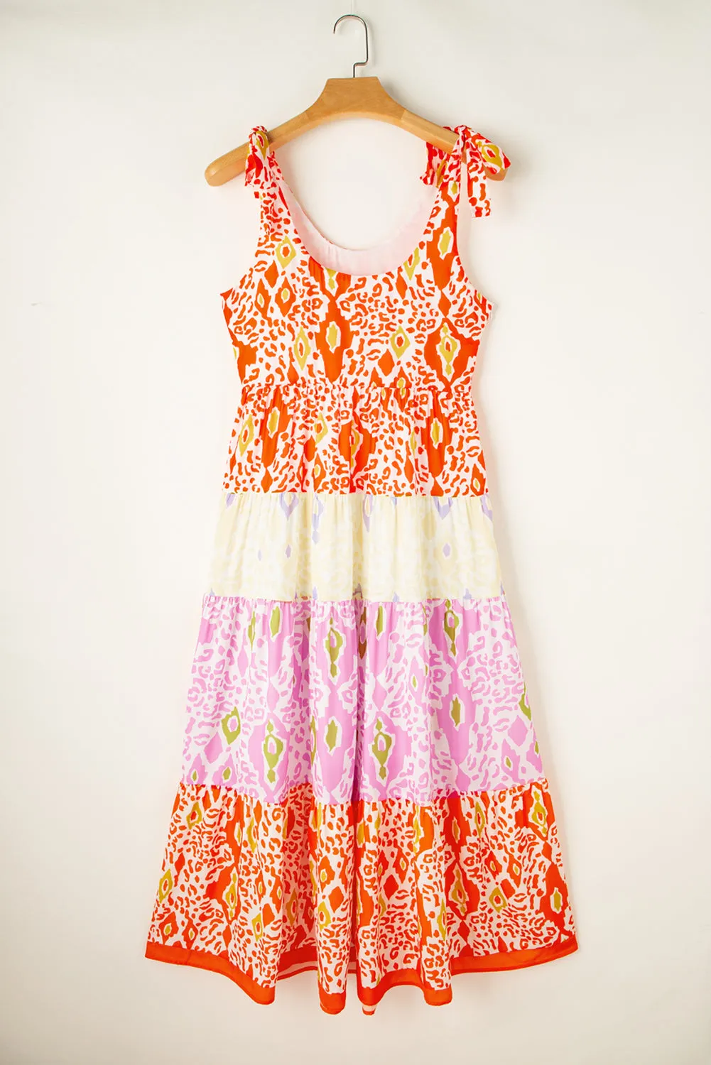 KaleaBoutique Knotted Straps Leopard Colorblock Dress